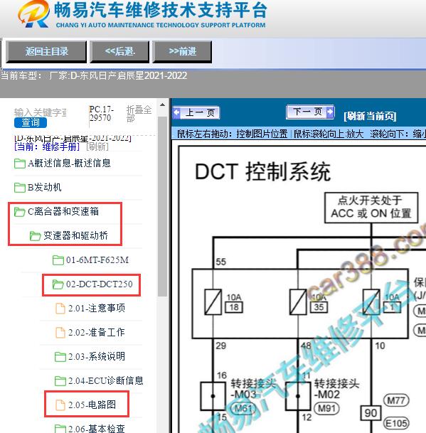 2021-2022年东风日产-启辰星变速箱电路图