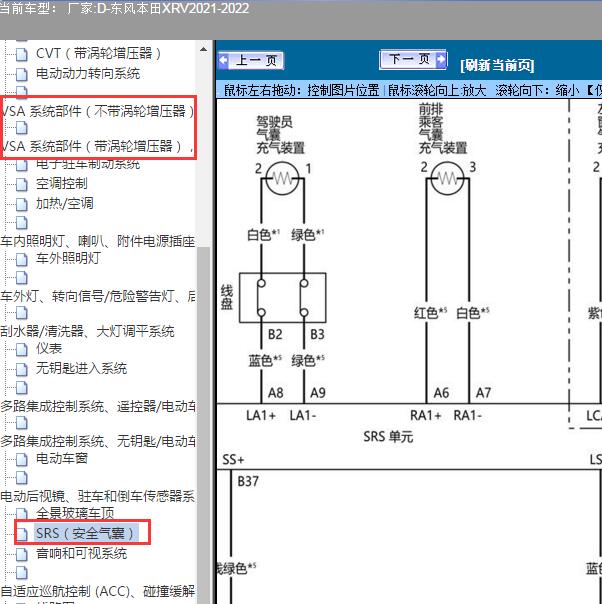 2021-2022年东风本田-XRV ABS和气囊电路图