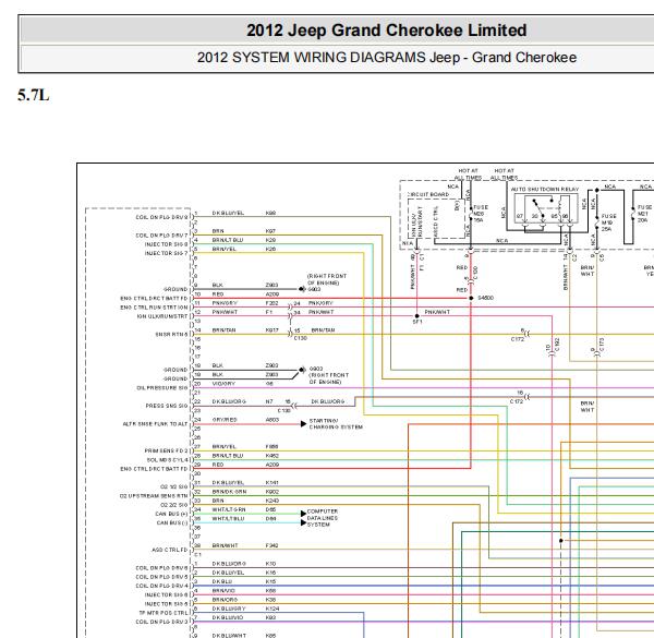 2012年吉普大切诺基发动机电路图