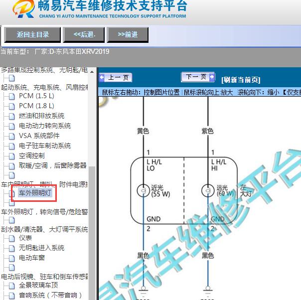 2019年东风本田-XRV大灯电路图