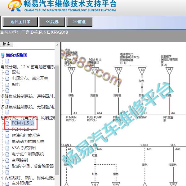 2019年东风本田-XRV 发动机电路图