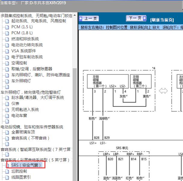 2019年东风本田-XRV安全气囊电路图