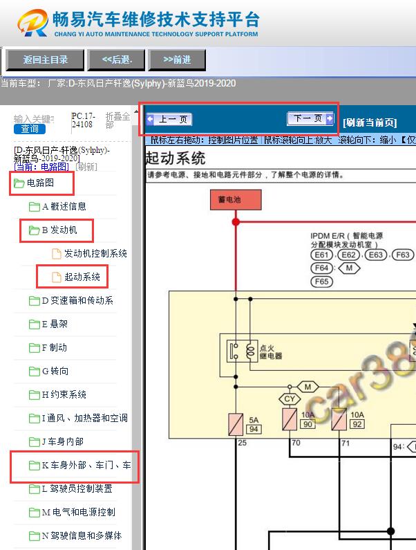 2020年日产轩逸  启动和防盗电路图