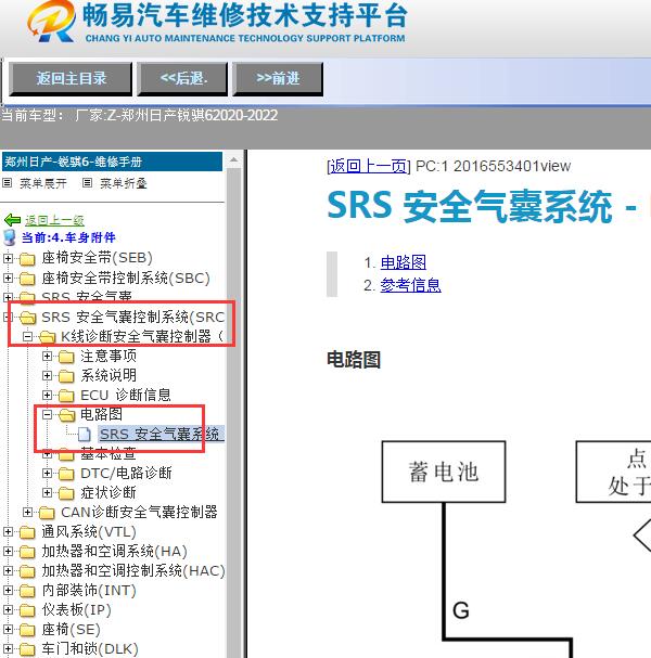 2020-2022年郑州日产-锐骐6气囊电路图