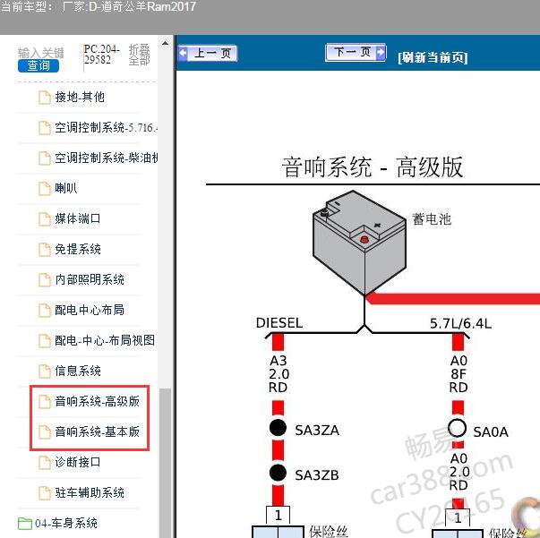 2017年道奇-公羊Ram录音机电路图