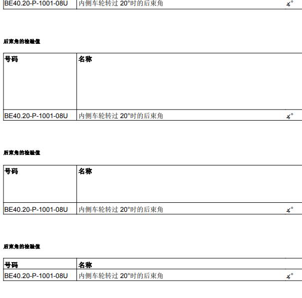 奔驰C180 车轮倾角资料
