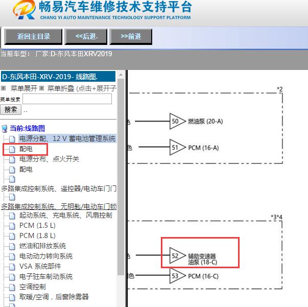 2019年东风本田-XRV 辅助变速箱油泵电路图