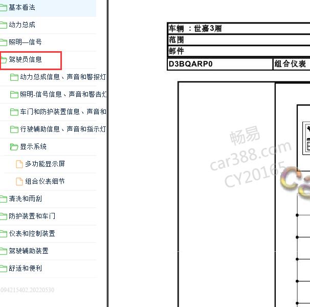 2013-2014年雪铁龙C4世嘉仪表电路图