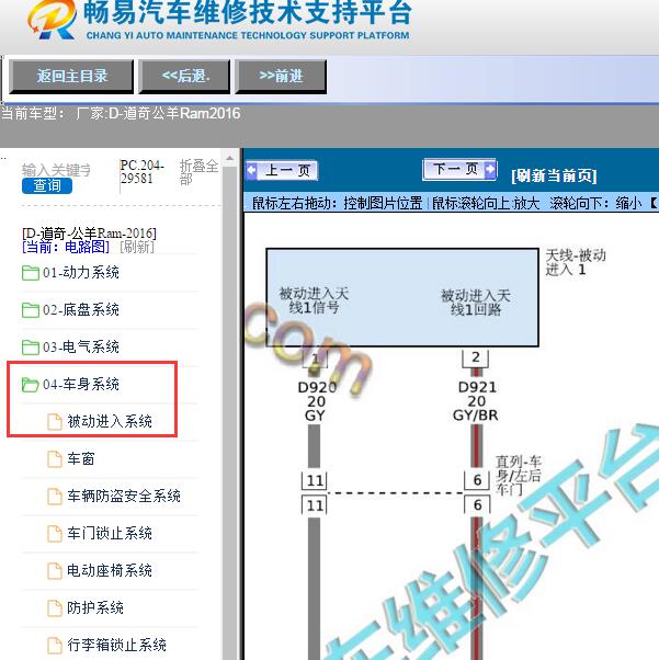 2016年道奇-公羊Ram无钥匙进入电路图