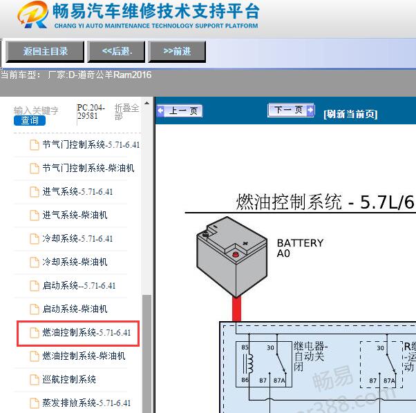 2016年道奇-公羊Ram发动机电路图