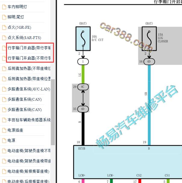 2015年丰田皇冠尾门电路图