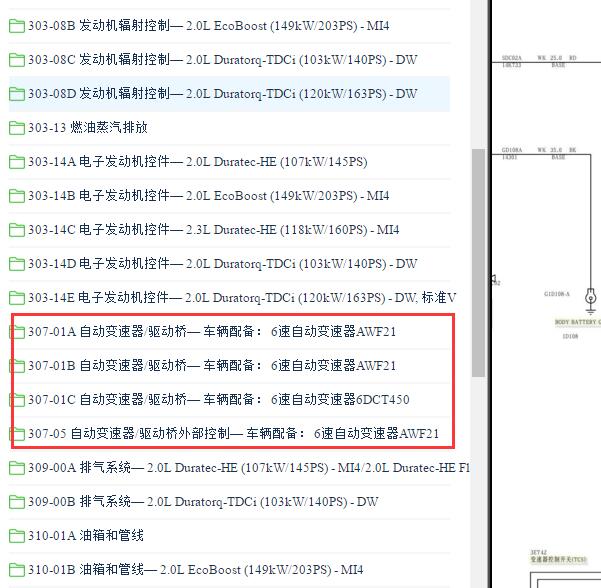 2011-2013年福特蒙迪欧致胜变速箱电路图