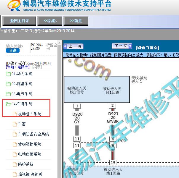 2013-2014年道奇-公羊Ram无钥匙进入电路图