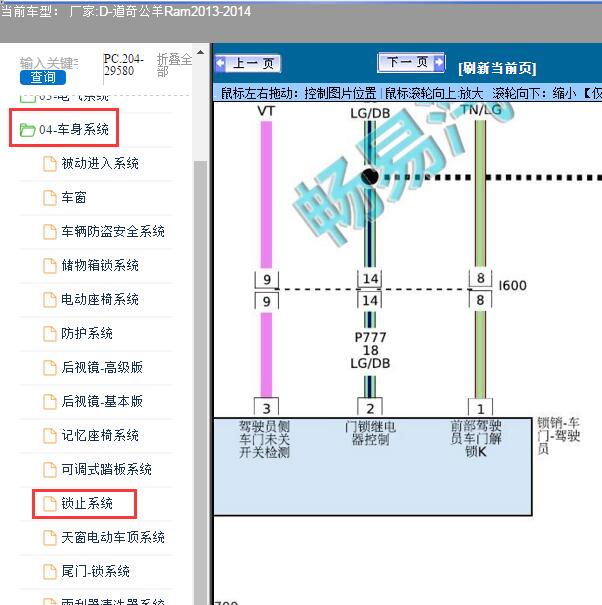 2013-2014年道奇-公羊Ram中控门锁电路图