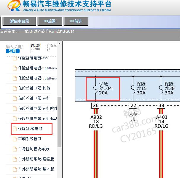 2013-2014年道奇-公羊Ram保险F104电路图
