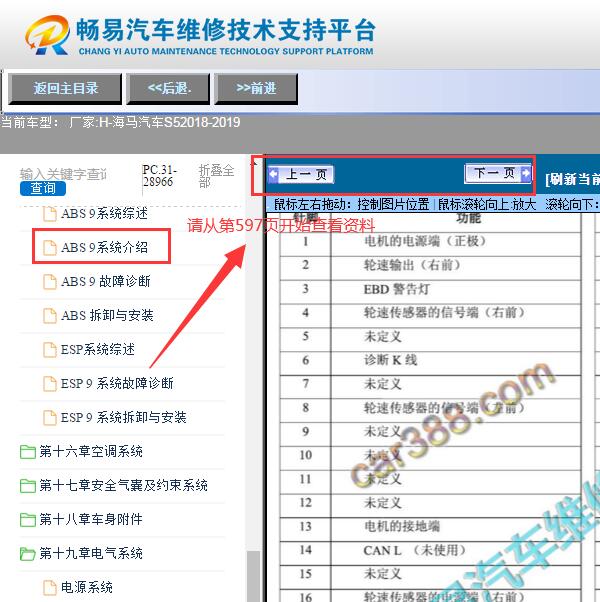 2019年海马S5   ABS针脚定义图