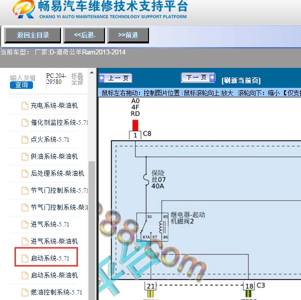 2013-2014年道奇-公羊Ram启动系统电路图