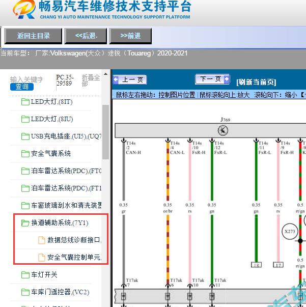 2020-2021年Volkswagen(大众）-途锐（Touareg）车道变换辅助电路图