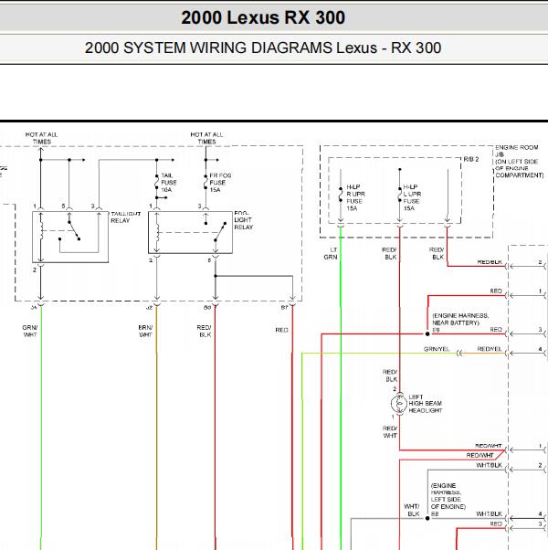 2000年雷克萨斯RX300  雾灯电路图