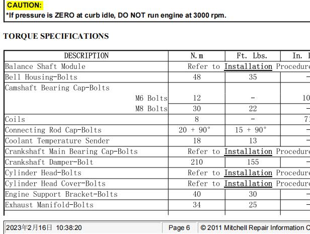 2011年吉普指南者发动机扭矩资料