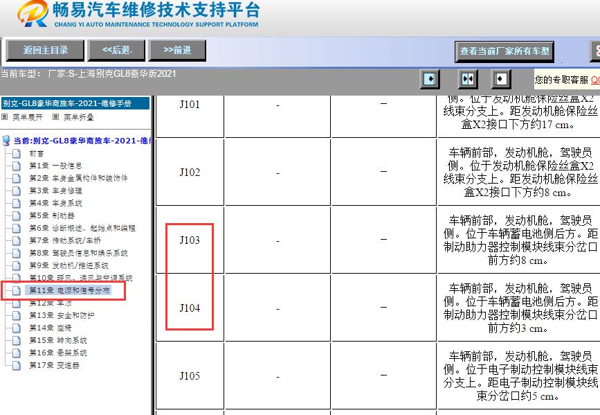 2021年上海别克-GL8豪华版J103/J104位置