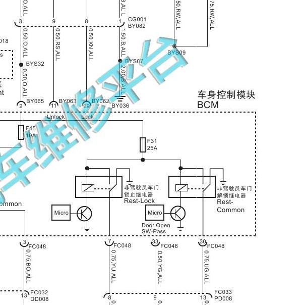 2016年荣威E550 车身控制模块电路图