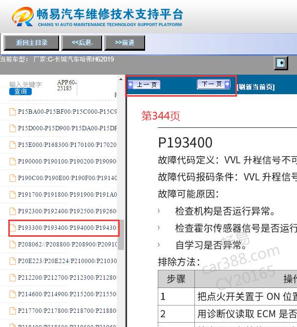 2019年哈弗H6 P1934000故障码资料