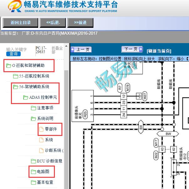 2016-2017年东风日产-西玛(MAXIMA)ADAS系统电路图及位置