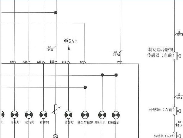 2010-2015年依维柯得意刹车片磨损报警电路图