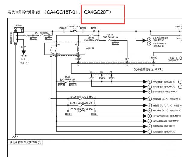 2013年红旗CA4GC20T发动机电路图