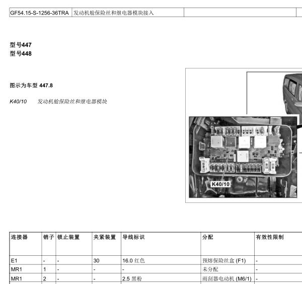 2017年奔驰V260座椅电路图和保险丝位置