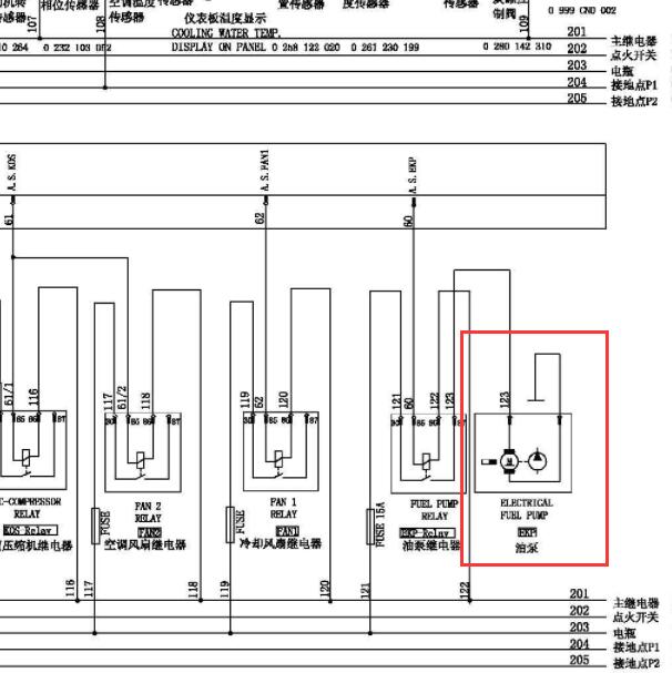 长安465发动机燃油泵电路图