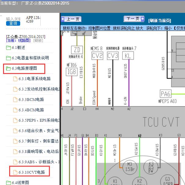 2014年众泰Z500 CVT变速箱电路图