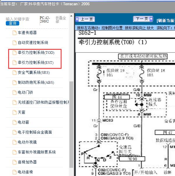 2006年华泰汽车-特拉卡（Terracan）-分动箱四驱电路图