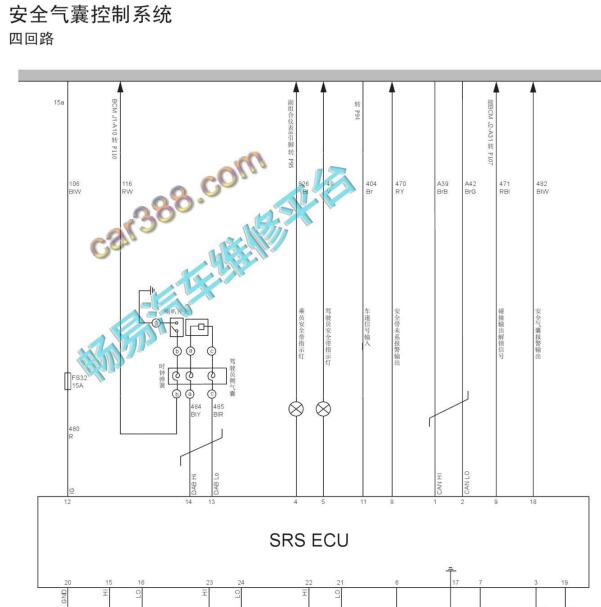 2015年长城哈弗H5 SRS电路图及针脚