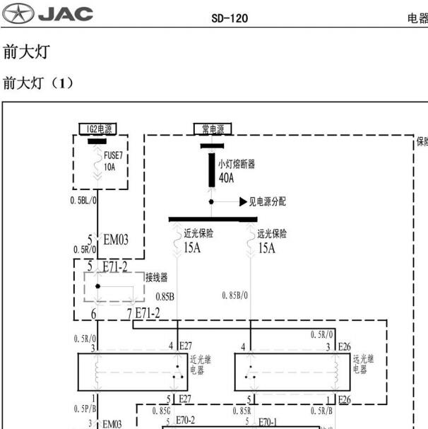 2011年江淮瑞风大灯电路图