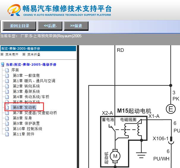 2005年别克荣御起动机电路图