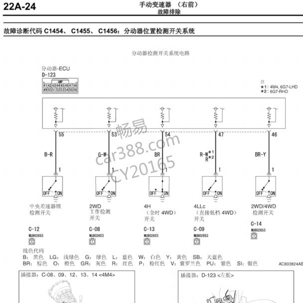 2010年三菱帕杰罗C1456故障码维修手册