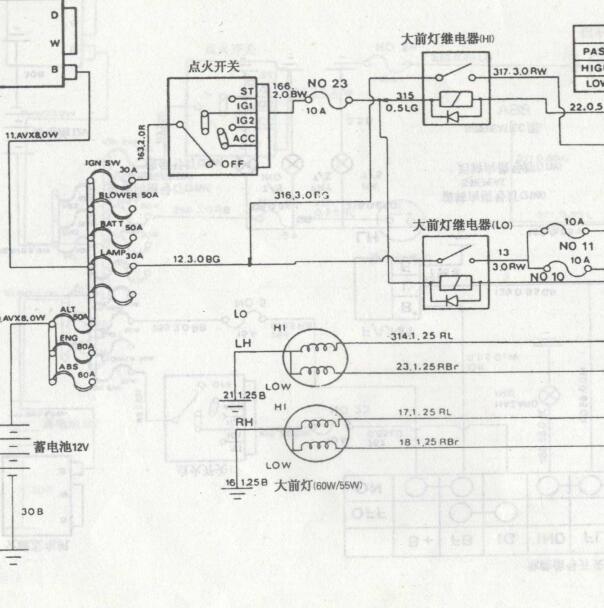 上海汇众伊斯坦纳 大灯电路图