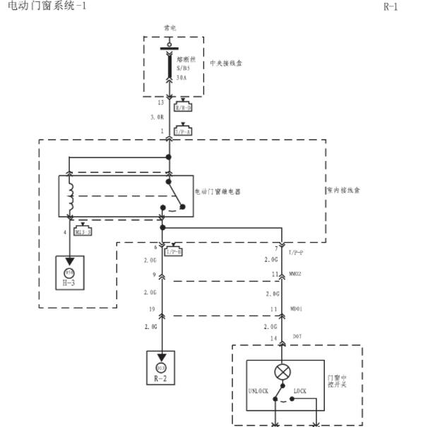 2009年江淮瑞鹰车窗玻璃电路图