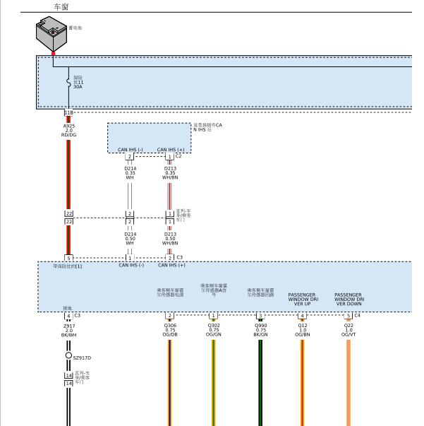 2019年道奇挑战者车窗电路图
