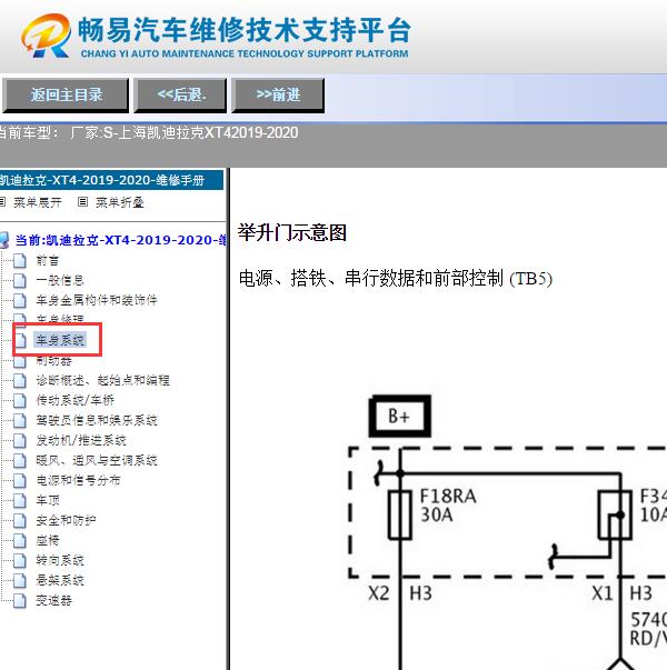 2019年凯迪拉克XT4尾门电路图