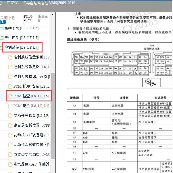2009年马自达6发动机针脚