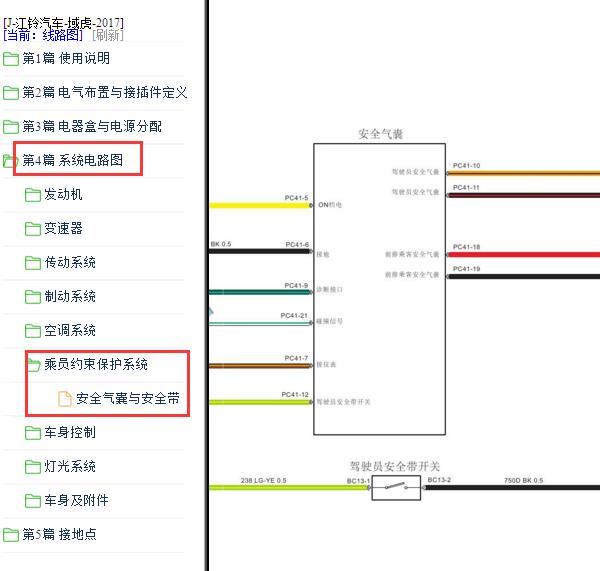 2017年江铃域虎安全气囊电路图