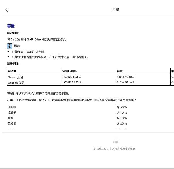 2011年斯柯达明锐 空调加注量