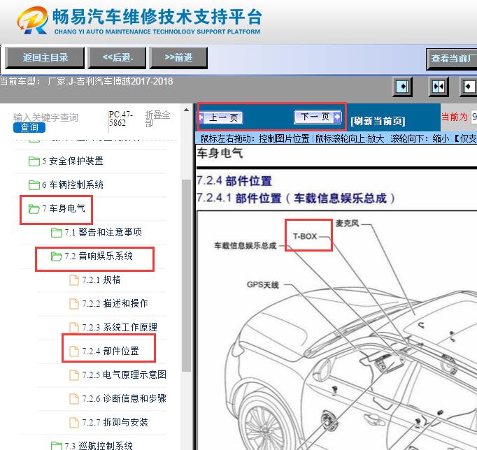 2017-2018年吉利博越T-BOX位置资料
