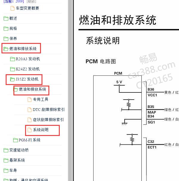 2009年本田雅阁J35Z2发动机线路图