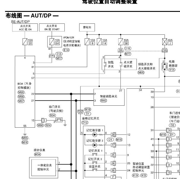 2008年日产轩逸电动座椅电路图