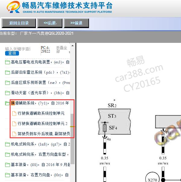 2020-2021年一汽奥迪-Q5L换道辅助电路图