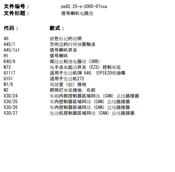 2011年奔驰唯雅诺转向灯雨刮喇叭及多功能方向盘电路图